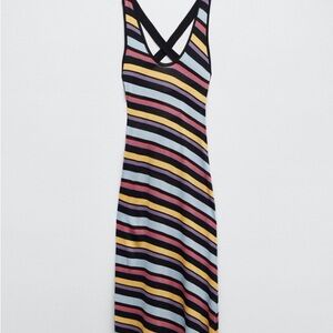 Zara Multicolor Striped Midi Dress